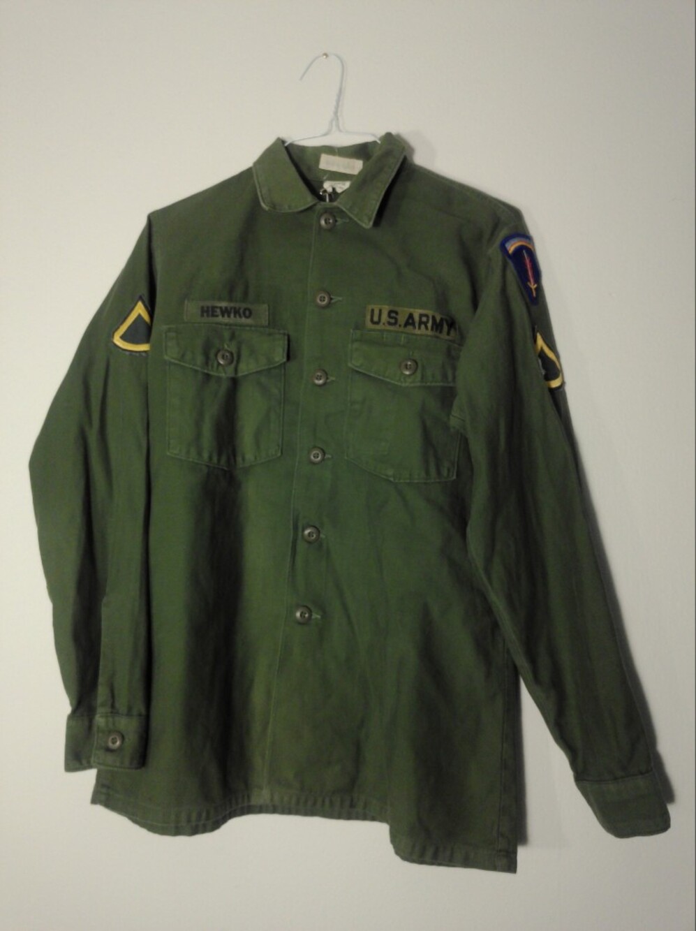 U.S. Army Olive Green Field Jacket with Sleeve Patches